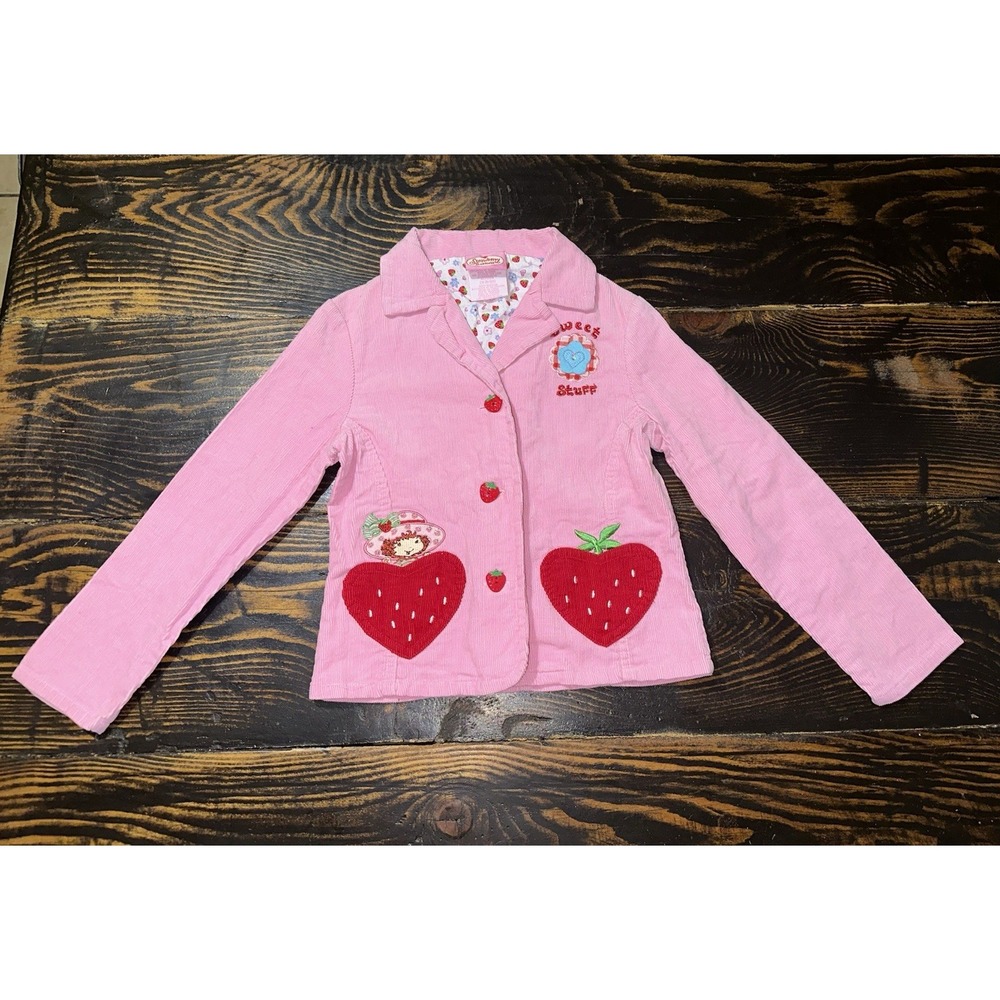 Vintage Strawberry Shortcake‎ Girls PinkCorduroy Jacket Size 6/6x 2005 Y2K